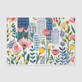 City with Wildflowers Tissue Paper