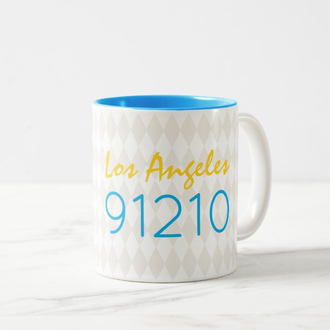 City Zip Code Moving Black Beige White Coffee Mug (Front Right)