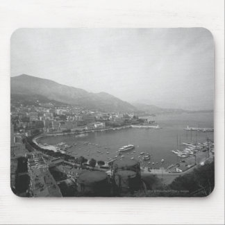 Cityscape at harbour B&W elevated view Mouse Mat