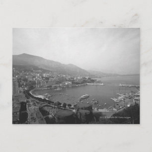 Cityscape at harbour B&W elevated view Postcard