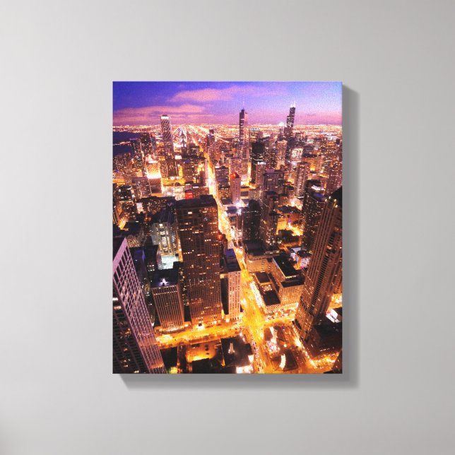 Cityscape at night of Chicago Canvas Print (Front)