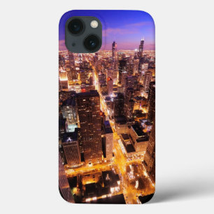 Cityscape at night of Chicago iPhone 13 Case