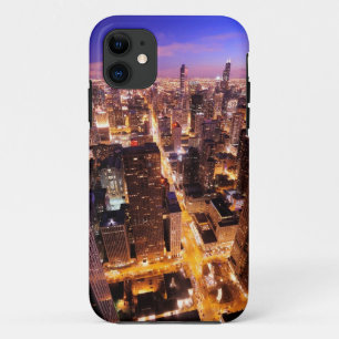 Cityscape at night of Chicago iPhone 11 Case