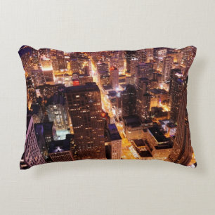 Cityscape at night of Chicago Decorative Cushion