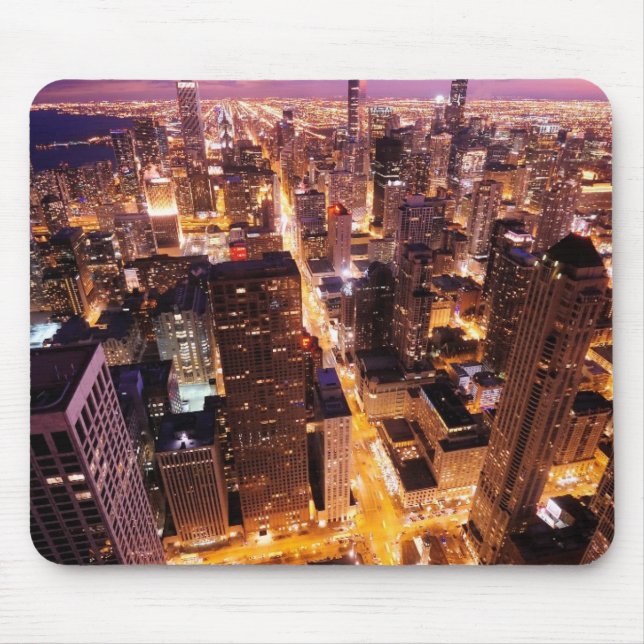 Cityscape at night of Chicago Mouse Mat (Front)