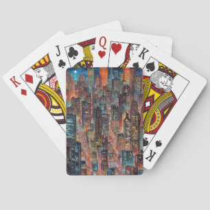 Cityscape At Night Playing Card