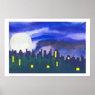 Cityscape at Night Poster
