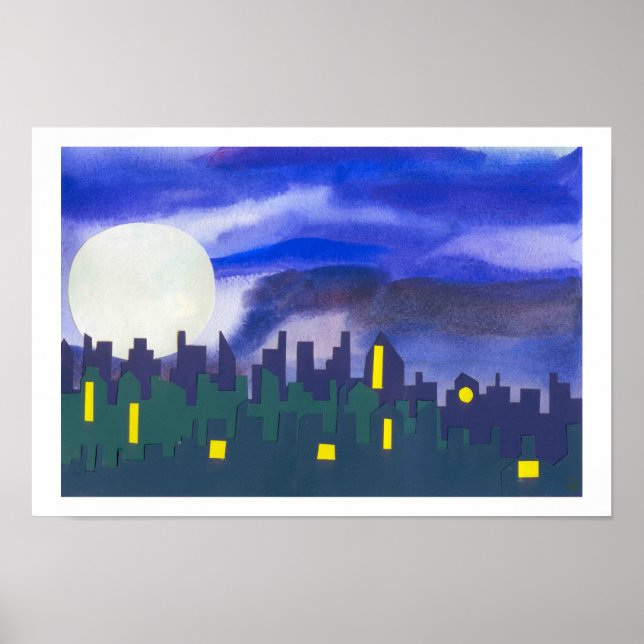 Cityscape at Night Poster (Front)