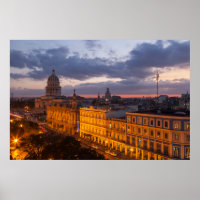 Cityscape at sunset, Havana, Cuba
