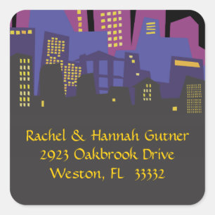 CITYSCAPE Bar Bat Mitzvah Invitation Sticker Seal