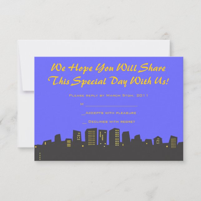 CITYSCAPE Birthday party Invitation reply card (Front)