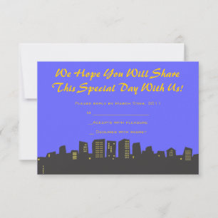 CITYSCAPE Birthday party Invitation reply card