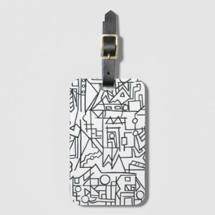 Cityscape-Black And White Abstract Geometric  Luggage Tag