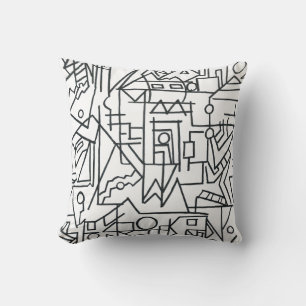 Cityscape-Black And White Modern Geometric Cushion