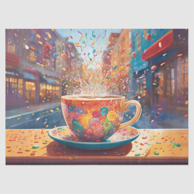 Cityscape Coffee Whimsy Tissue Paper (Front)