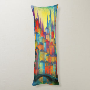 Cityscape Colourful Generative Art Painting Body Cushion