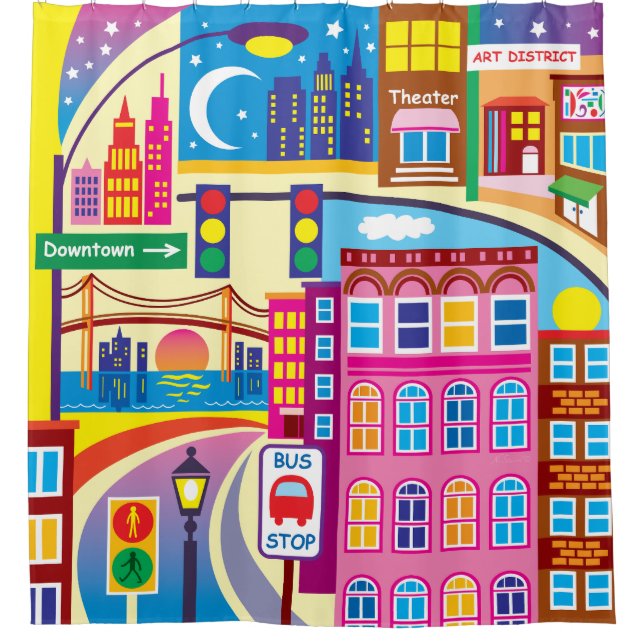 Cityscape Colours Shower Curtain (Front)
