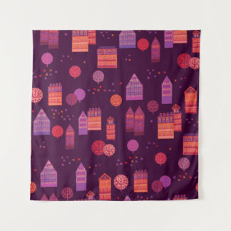 Cityscape Doodle: Scandinavian Style. Tapestry