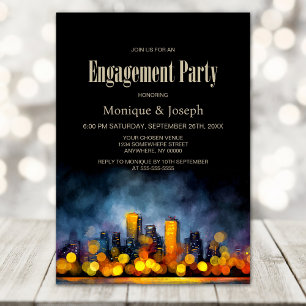 Cityscape Engagement Party Invitation
