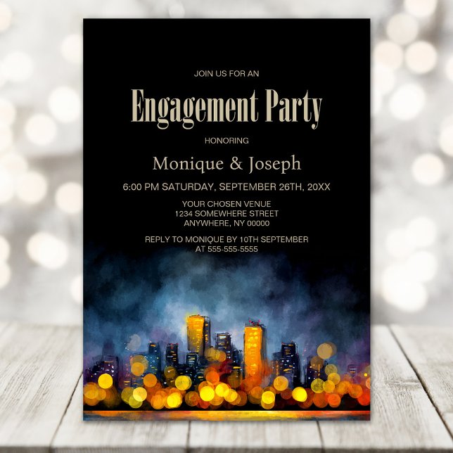 Cityscape Engagement Party Invitation (Creator Uploaded)