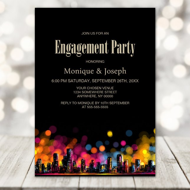 Cityscape Engagement Party Invitation (Creator Uploaded)