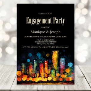 Cityscape Engagement Party Invitation