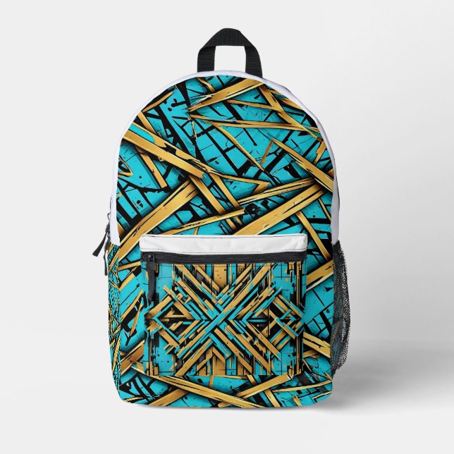 Cityscape golden Cyan Backpack (Front)