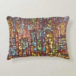 Cityscape hand drawn illustrationart,street,city,s decorative cushion