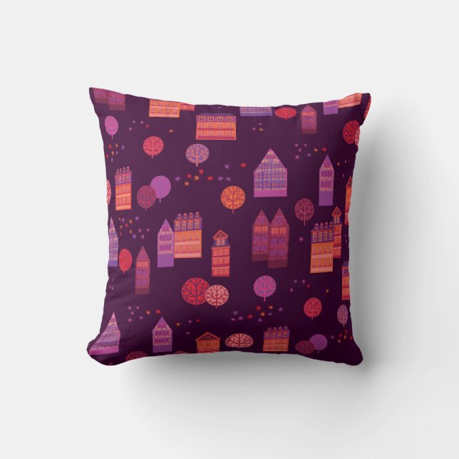 Cityscape hand drawn seamless pattern cushion (Front)