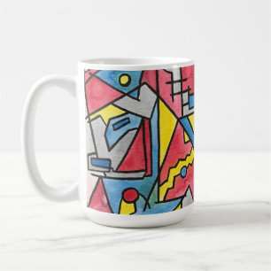 Cityscape-Modern Bauhaus Geometric Watercolor Art Coffee Mug
