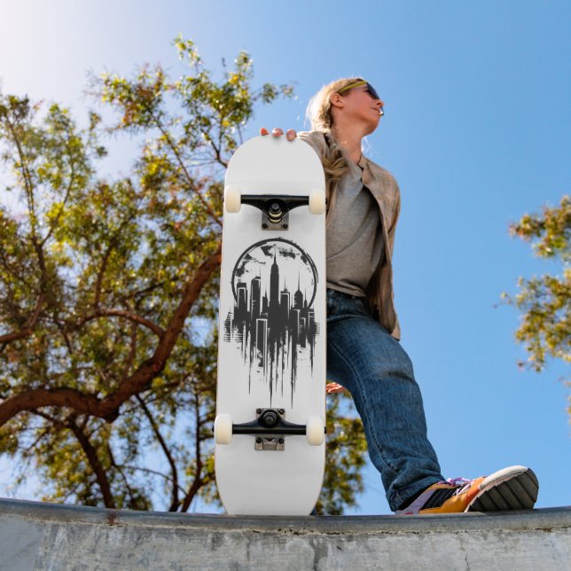 Cityscape Monochromatic Logo Skateboard (Outdoor 1)