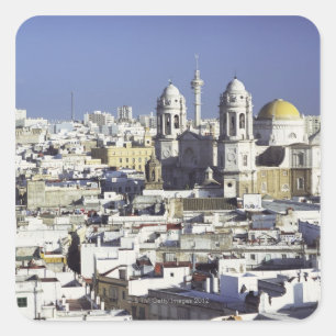 Cityscape of Cadiz, Spain Square Sticker
