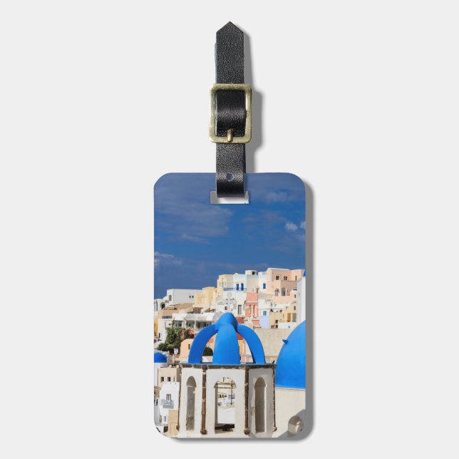 Cityscape of Santorini, Greece Luggage Tag (Front Vertical)