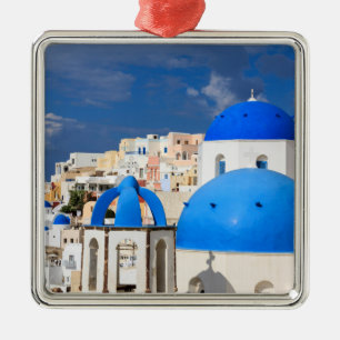 Cityscape of Santorini, Greece Metal Tree Decoration