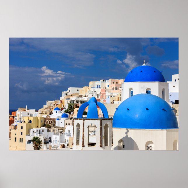 Cityscape of Santorini, Greece Poster (Front)