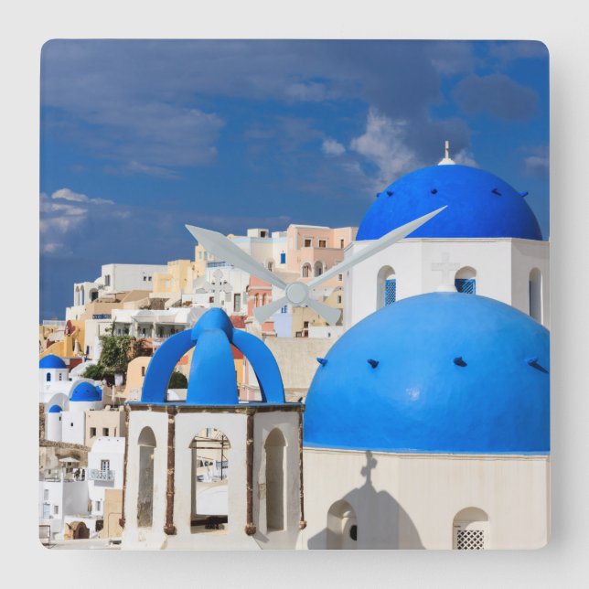 Cityscape of Santorini, Greece Square Wall Clock (Front)