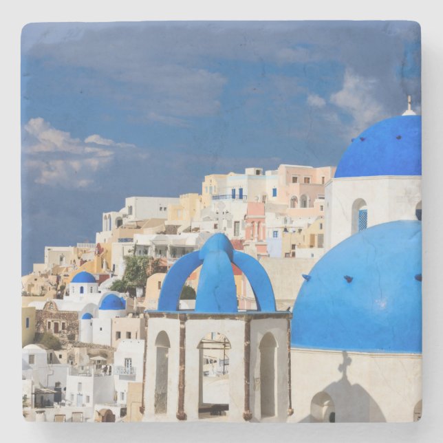 Cityscape of Santorini, Greece Stone Coaster (Front)