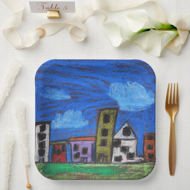 Cityscape Paper Plate (Wedding)