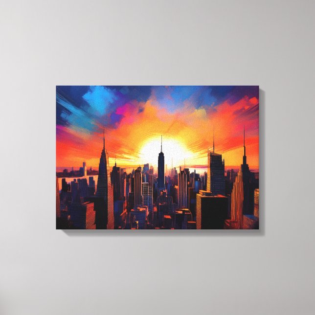 Cityscape Silhouette at Dusk Canvas Print (Front)