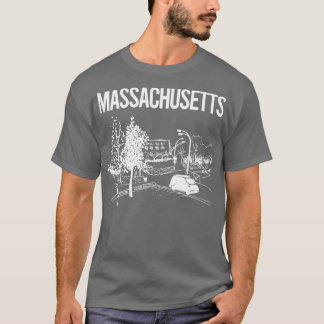 Cityscape Sketch Massachusetts  T-Shirt