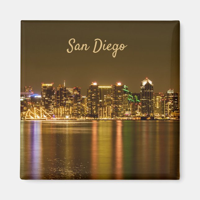 Cityscape Skyline Night California San Diego Magnet (Front)