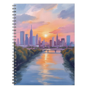 Cityscape Sunset Watercolor Painting Notebook