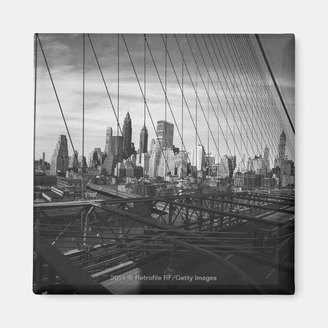 Cityscape through bridge cables magnet (Front)