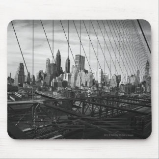 Cityscape through bridge cables mouse mat