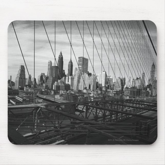 Cityscape through bridge cables mouse mat (Front)