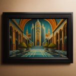 Cityscape View Muted Colours Art Deco Style 3:2 Poster<br><div class="desc">Cityscape View Muted Colours Art Deco Style. The colours are orange,  blue,  rust and bronze. The  aspect ratio is 3:2. It was designed to be printed as 36"×24",  30"x20",  or 24"×16"</div>