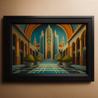Cityscape View Muted Colours Art Deco Style 3:2