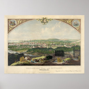 Cityscape View of Bridgeport, Connecticut in 1857 Poster