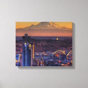 Cityscape view of Seattle downtown, football Canvas Print