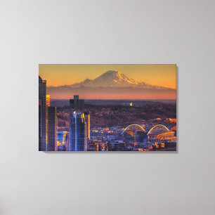 Cityscape view of Seattle downtown, football Canvas Print